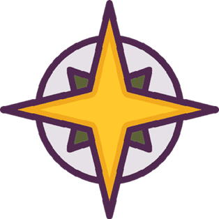 Depicts a temporary wind rose logo for the Halfling Adventure Guild